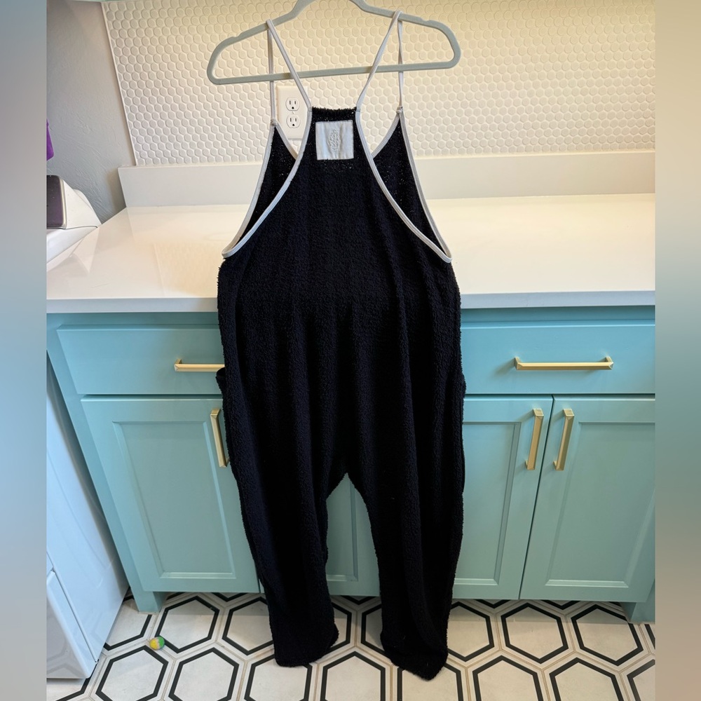Free People fuzzy black hotshot jumpsuit size small - Picture 3 of 6